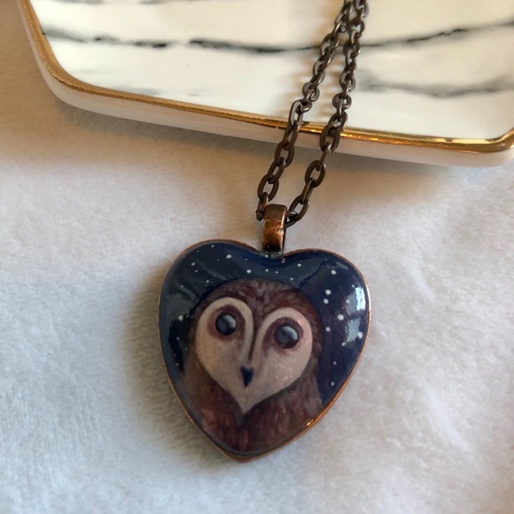 Jewelry - Hand-painted Owl Necklace